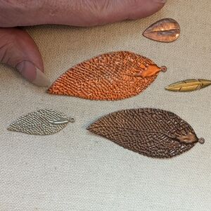 Textured Leaf Metal Charms Or Pendants- Copper, Bronze, Gold & Silver #26